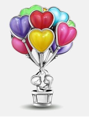 Heart Hot Air Balloon Couples Charm
